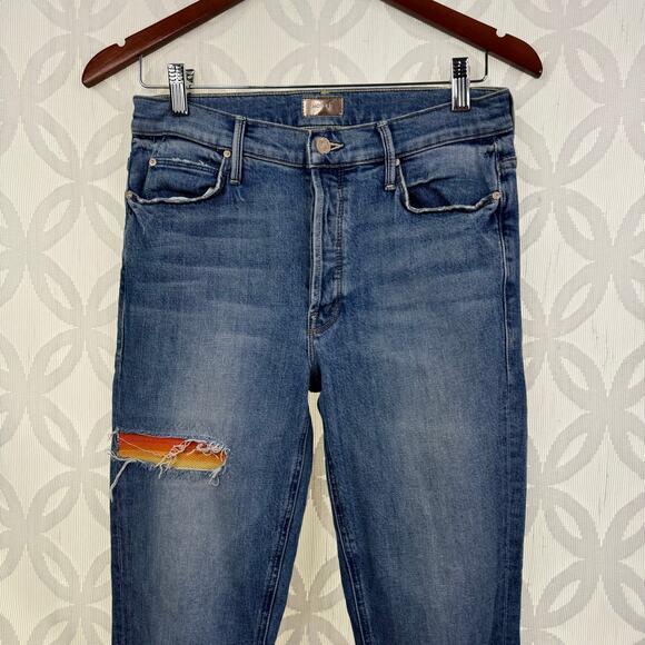 MOTHER The Mid Rise Dazzler Crop Jeans Exposed Secret Sister Size 28 - Picture 11 of 14